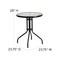 Emma and Oliver 23.75" Round Tempered Glass Metal Table with Smooth Ripple Design Top